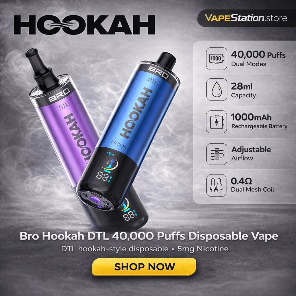 BRO Hookah DTL 40,000 Puffs Disposable Vape 5mg – Vape Station