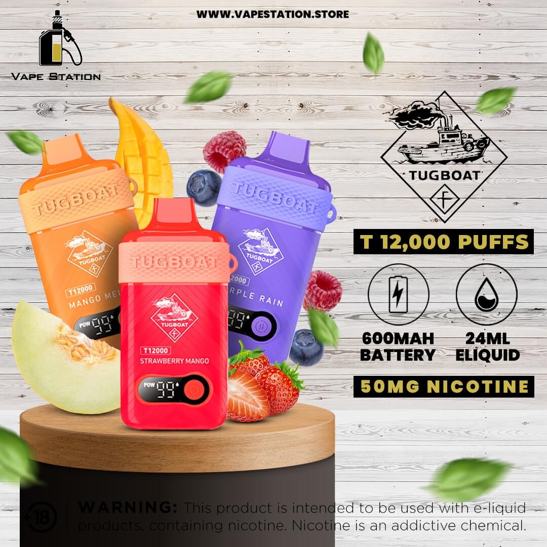 Tugboat T 12,000 Puffs Disposable Vape Rechargeable 5%  Vape Station