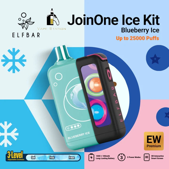 ELFBAR JOINONE Ice KIT 25,000 Puffs Disposable Vape (With Battery) 5% Vape Station ELFBAR JOINONE Ice KIT 25,000 Puffs Disposable Vape (With Battery) 5% Vape Station