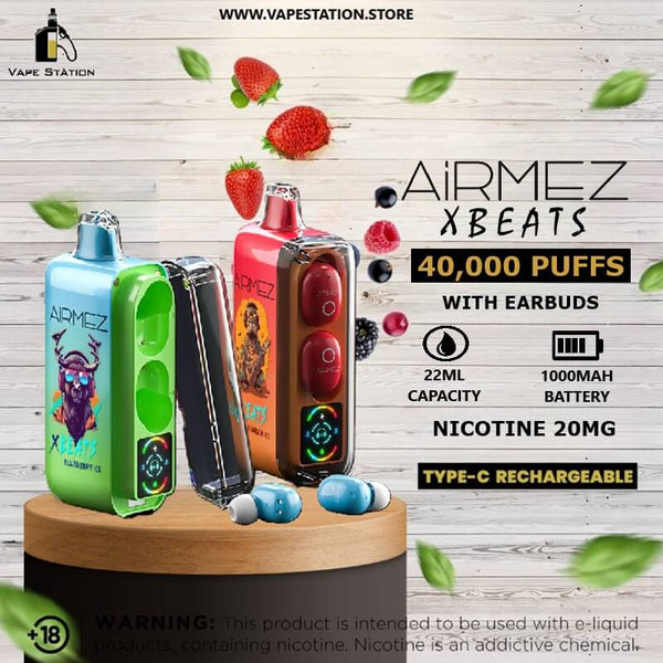 AiRMEZ Xbeats 40,000 Puffs Disposable Vape with Bluetooth Earbuds