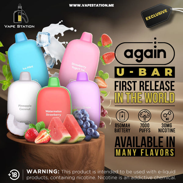 Again U-BAR 7000 Puffs Rechargeable Disposable Vape