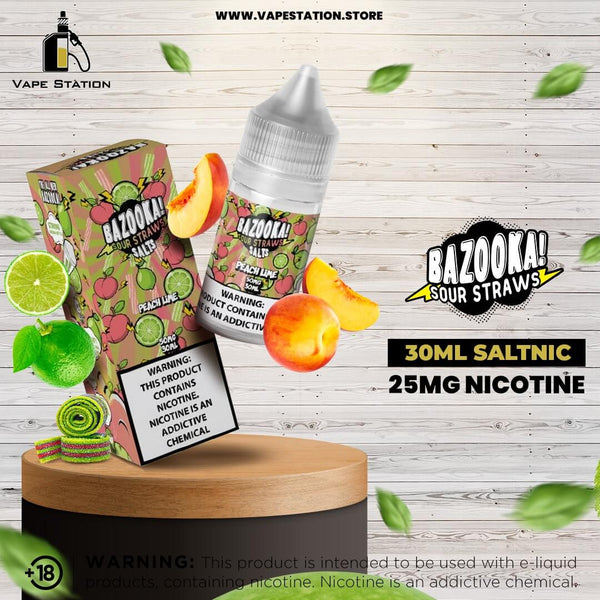 Peach Lime Sour Straws By Bazooka (Saltnic)