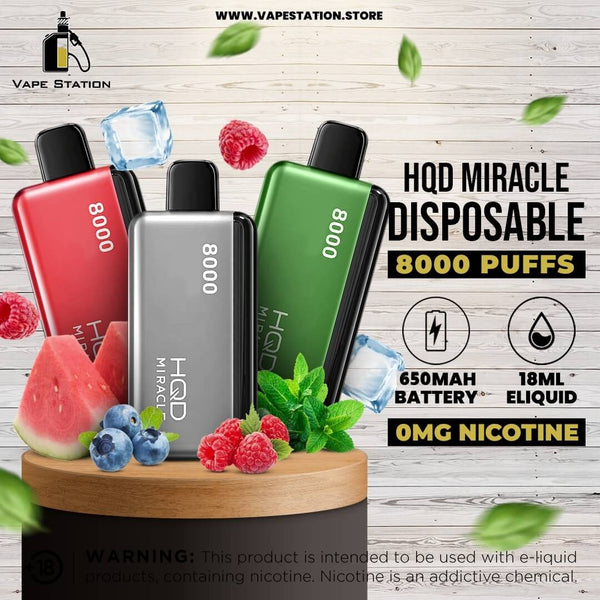 HQD Miracle 8000 Puffs Zero Nicotine (0mg) Disposable Vape