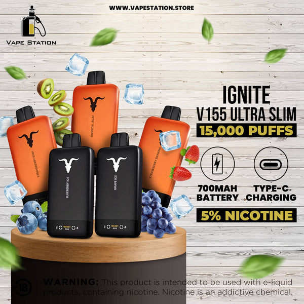 IGNITE - V155 Ultra Slim 15,500 Puffs Disposable Vape 5% - Vape Station