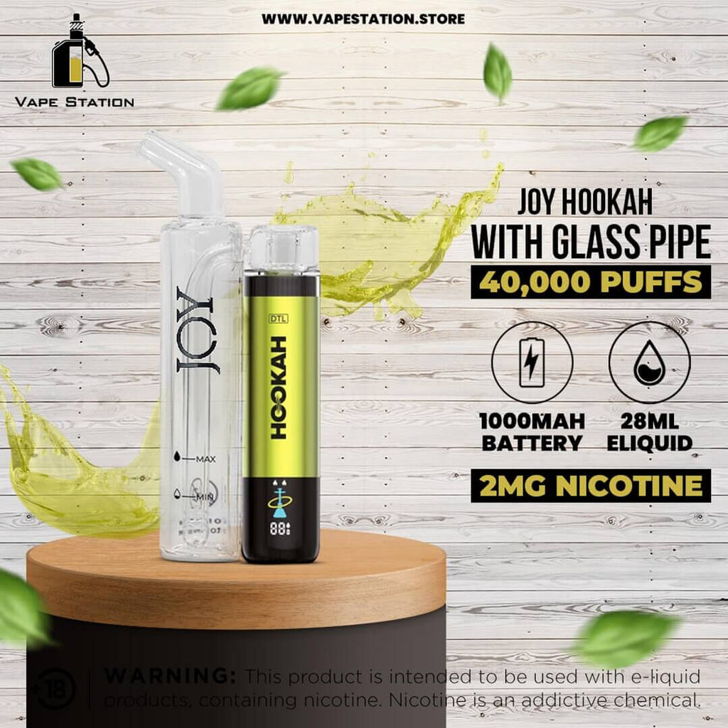 JOY Hookah 40,000 Puffs DTL Disposable Vape with BRO Glass Pipe Vape Station JOY Hookah 40,000 Puffs DTL Disposable Vape with BRO Glass Pipe Vape Station
