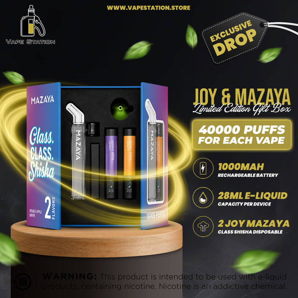 Mazaya Joy & Mazaya limited edition gift set e-liquid disposable vape kit, 