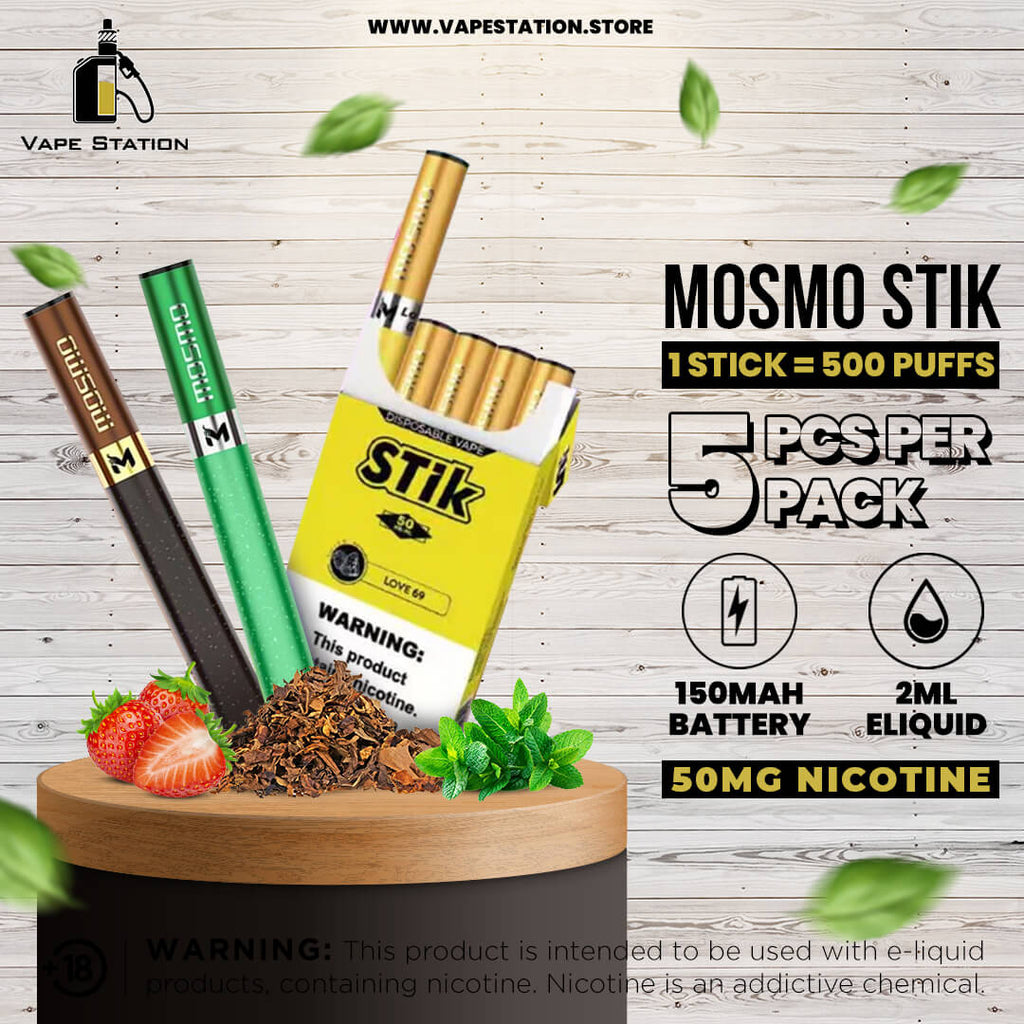 MOSMO STIK Disposable Vape pen 50mg (5pcs/pack) Vape Station MOSMO STIK Disposable Vape pen 50mg (5pcs/pack) Vape Station