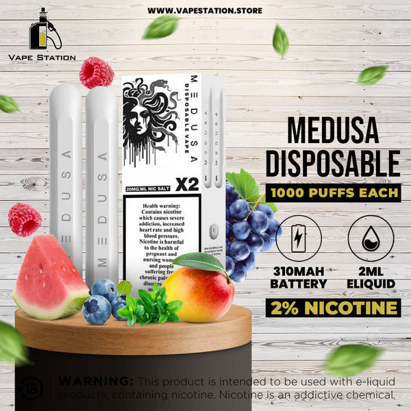 Medusa Disposable Vape X2 Pack 1000 Puffs Each 20MG