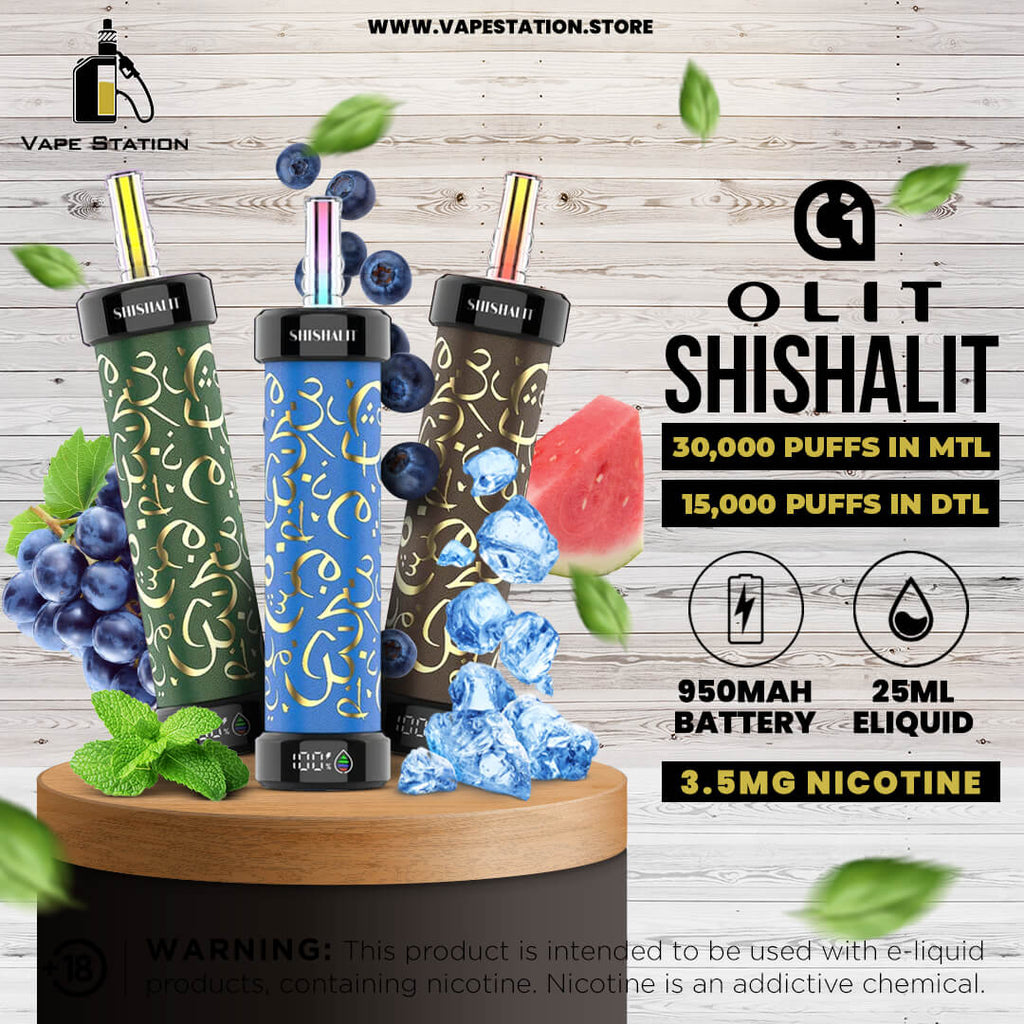 OLIT ShishaLit 30,000 Puffs Rechargeable Disposable Vape 3.5mg - Hooka Vape Station OLIT ShishaLit 30,000 Puffs Rechargeable Disposable Vape 3.5mg - Hooka Vape Station
