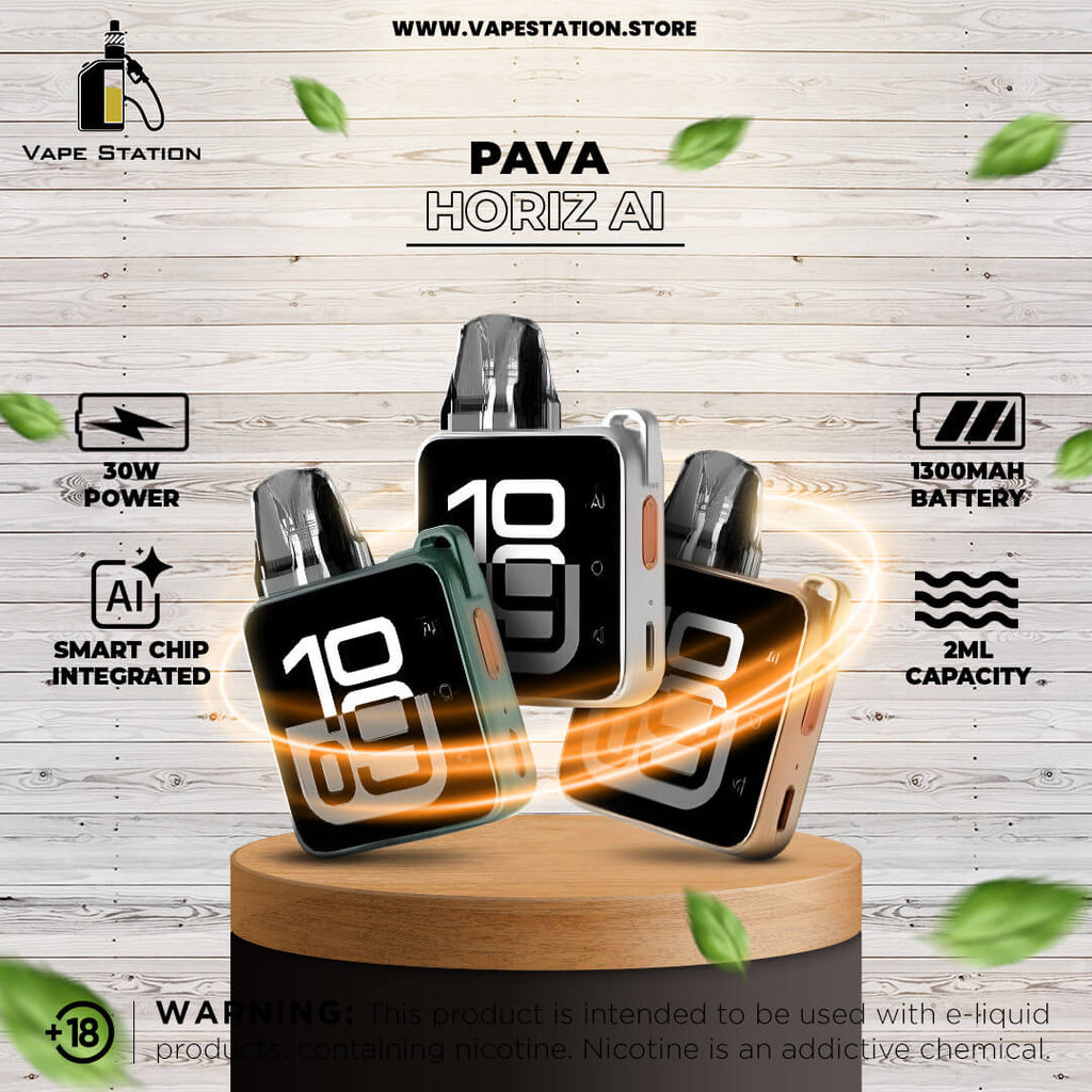 PAVA Horiz AI Pod System Kit 1300mAh Vape Station PAVA Horiz AI Pod System Kit 1300mAh Vape Station