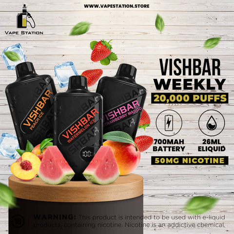 VISHBAR Weekly 20,000 Puffs Rechargeable Disposable Vape