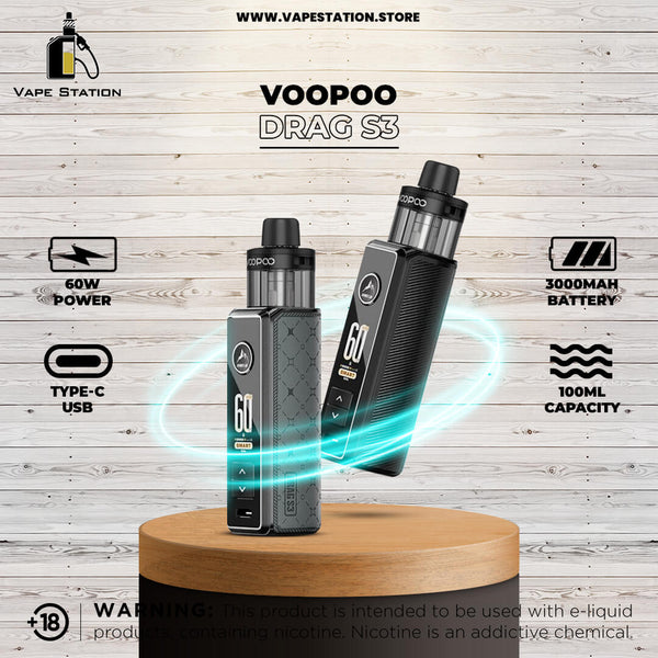 VOOPOO DRAG S3 Pod Mod Kit 3000mAh 60W - Vape Station