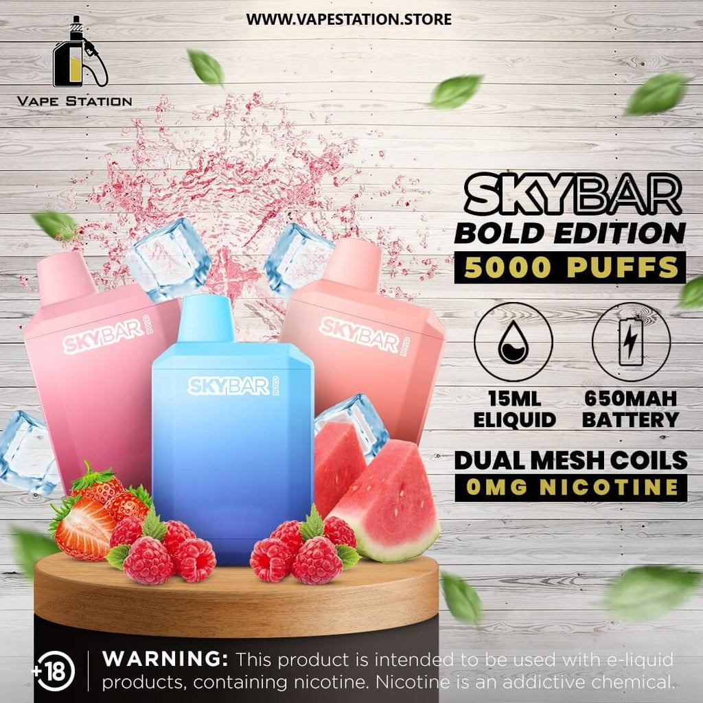SKYBAR BOLD Edition 5000 Puffs Disposable vape (0% & 5% Nicotine) Vape Station SKYBAR BOLD Edition 5000 Puffs Disposable vape (0% & 5% Nicotine) Vape Station