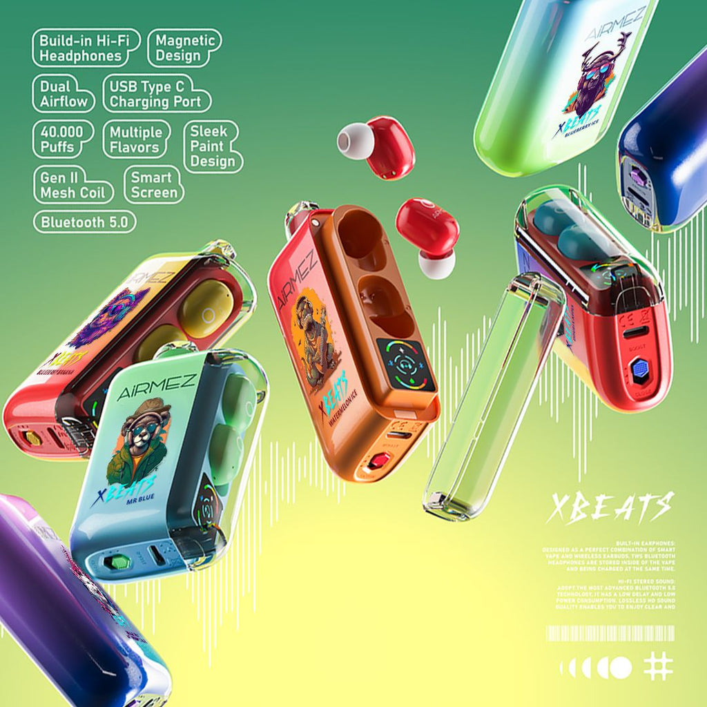 Disposable Vape With Earbuds AirMez - X-Beats 40000 - 2-in-1 Smart Vape Earbuds RAMA 16000 Bluetooth Disposable Vaporcafeonline Disposable Vape With Earbuds AirMez - X-Beats 40000 - 2-in-1 Smart Vape Earbuds RAMA 16000 Bluetooth Disposable Vaporcafeonline