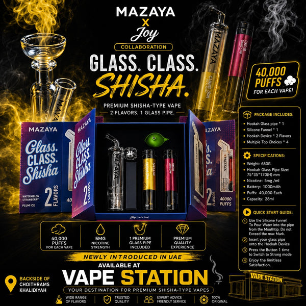 JOY & MAZAYA (Limited Edition) Gift Box with Special Edition 80K Puffs 5mg (2 Flavors + 1 Glass Pipe)