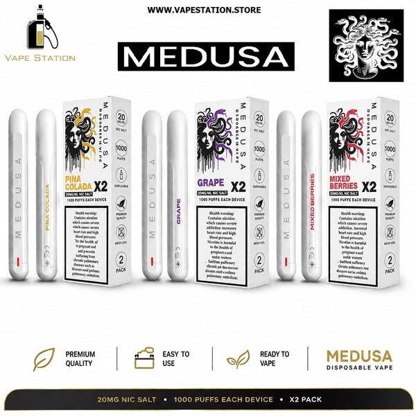 Medusa Disposable Vape X2 Pack 1000 Puffs Each 20MG
