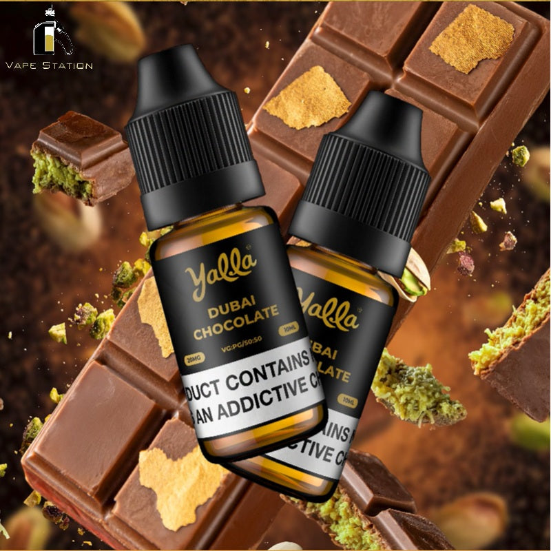 Vape Dubai Schokolade YALLA Dubai Chocolate 30ml (Saltnic) Vape Station Viral Dubai Style Schokolade Pistachio Bar Vape Dubai Schokolade YALLA Dubai Chocolate 30ml (Saltnic) Vape Station Viral Dubai Style Schokolade Pistachio Bar