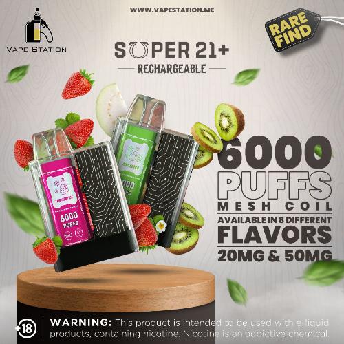 SUPER 21+ by YECOO 6000 Puffs Disposable Rechargeable