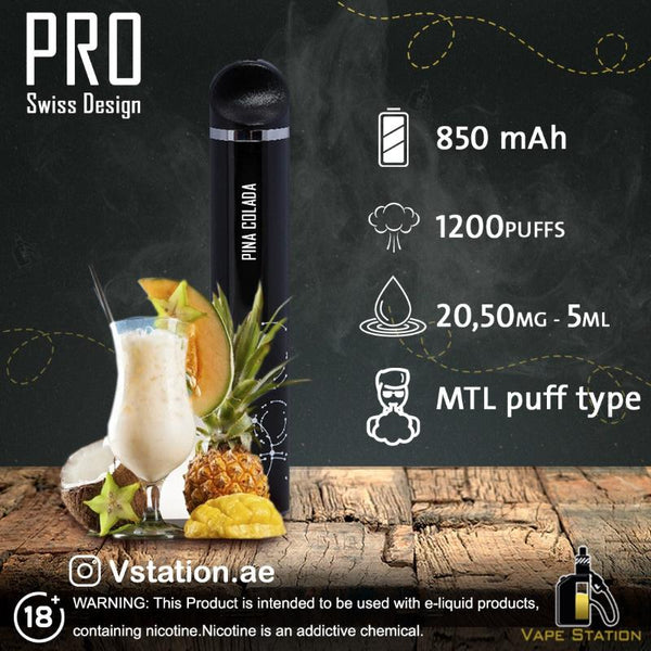 PRO Swiss Design 1200 Puffs Disposable Vape Vape Station PRO Swiss Design 1200 Puffs Disposable Vape Vape Station